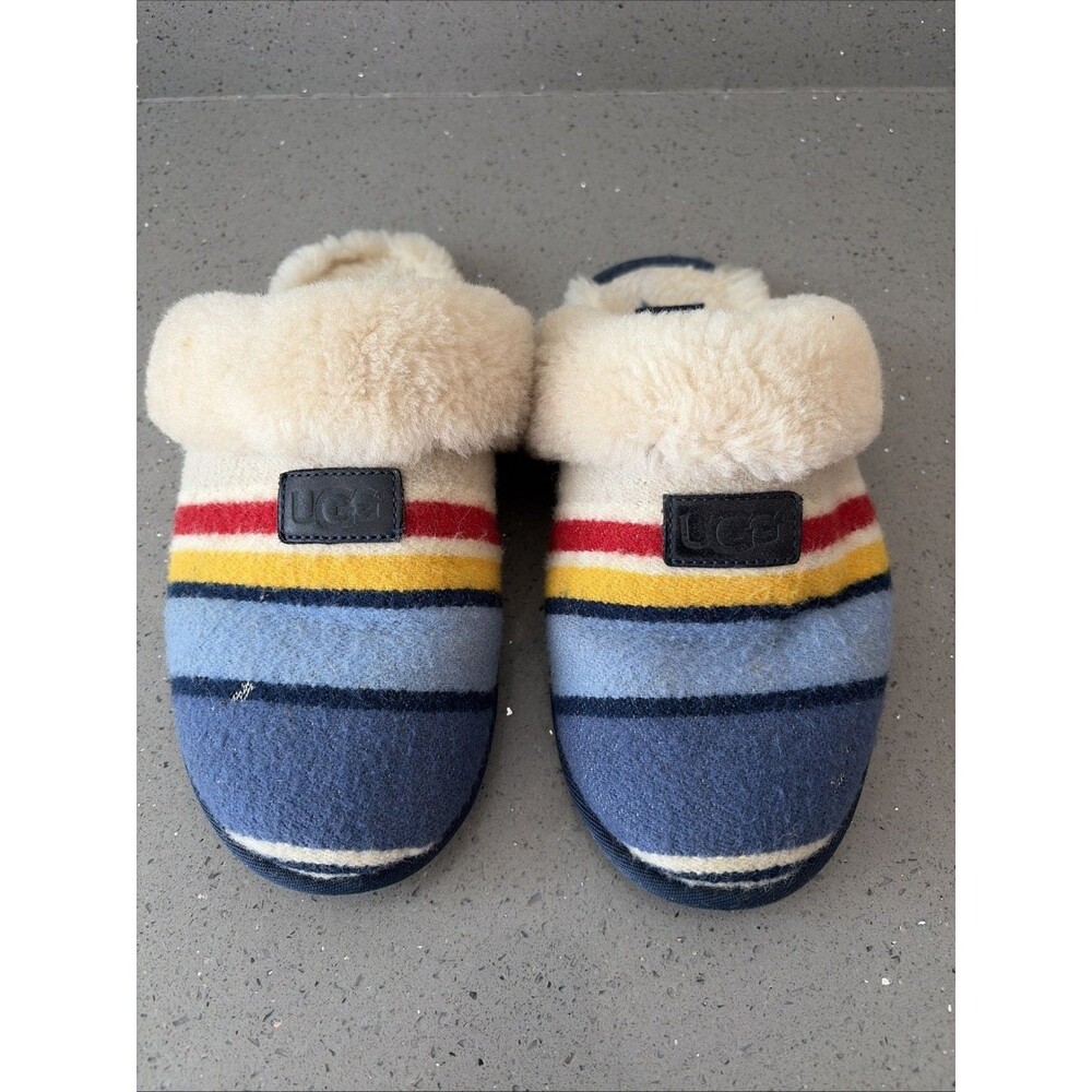 UGG x Pendleton Women Slip On Slippers Shoes Size US 8 Used blue stripe